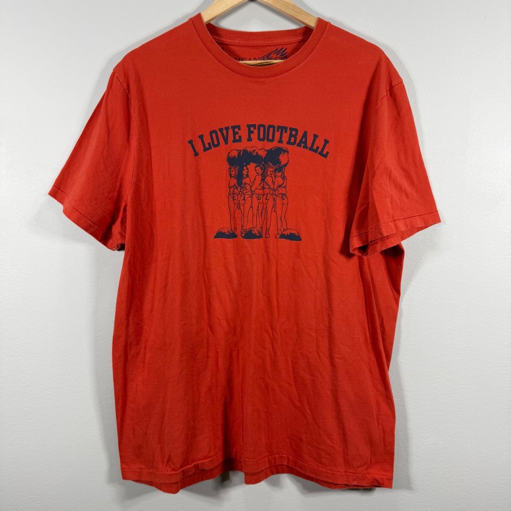 American Eagle I Love Football Cheerleader Graphic T-Shirt Red XL